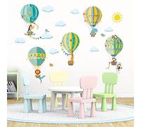 decalmile Animals in Hot Air Balloons Wall Stickers Giraffe Monkey Elephant Wall Decals Baby Nursery Kids Bedroom Living Room Wall Decor