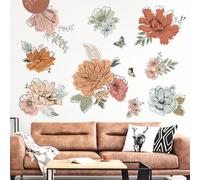 decalmile Boho Flower Bohemian Floral Sun Butterfly Wall Decals Stickers