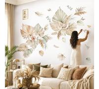 decalmile Boho Palm Leaves Tropical Leaf Plants Wall Decals Stickers (XL) | Peel and Stick Decals for Walls, DIY Wall Art Stickers, Removable & Wall-Safe, Vibrant Colors Wall Decor