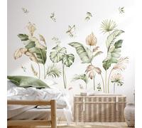 decalmile Boho Tropical Leaves Palm Leaf Green Plants Wall Decals Stickers