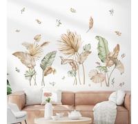 decalmile Boho Tropical Leaves Palm Leaf Green Plants Wall Decals Stickers