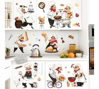 decalmile Cartoon Chef Kitchen Wall Decals Food Cooking Kitchenware Wall Stickers Kitchen Dining Room Canteen Restaurant Home Decor
