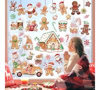decalmile Christmas Gingerbread Man Candy House Cookie Window Clings Reusable Candyland Peppermint Car Window Decals Double Side Printed Window Stickers Nursery Shop Gift Party Supplies Decoration