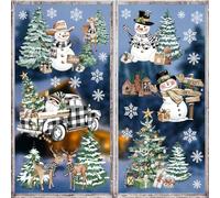 decalmile Christmas Winter Snowman Car Window Clings Reusable Christmas Pine Tree Elk Xmas Window Decals Double Side Printed Window Stickers Glass Door Home Shop Showcase Party Decoration