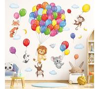 decalmile Forest Animals Balloon Wall Decals Monkey Lion Koala Wall Stickers Baby Nursery Kids Bedroom Playroom Wall Decor