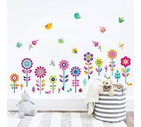 decalmile Garden Flower Wall Corner Decals Butterflies Floral Baseboard Skirting Line Wall Stickers Baby Nursery Kids Bedroom Classroom Wall Decor