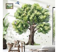 decalmile Green Tree Plant Leaves Bird Sofa TV Wall Decals Stickers (XL)