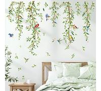 decalmile Green Vine Plants Leaves Birds Sofa TV Wall Decals Stickers | Peel and Stick Decals for Walls, DIY Wall Art Stickers, Removable & Wall-Safe, Vibrant Colors Wall Decor