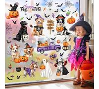 decalmile Halloween Dogs Double Sided Window Clings Pumpkin Car Bats Candy Window Decals Anti-Collision Glass Window Doors Window Stickers for Kids Party