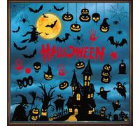 decalmile Halloween Scary Pumpkins Double Sided Window Clings Ghosts Bats Window Decals Anti-Collision Glass Window Doors Window Stickers
