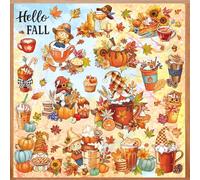 decalmile Hello Fall Gnome Pumpkin Double Sided Window Clings Autumn Maple Leaves Scarecrow Coffee Tea Thanksgiving Anti-Collision Glass Doors Window Stickers Decals