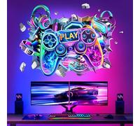 decalmile Large 3D Game Wall Decals Video Gaming Gamer Controller Joystick Wall Stickers Boy Bedroom Teenagers Playroom Wall Decor