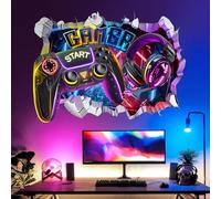 decalmile Large 3D Gaming Wall Stickers Gamer Controller Video Game Joystick Wall Decals Gaming Room Accessories Teenagers Boy Bedroom Playroom Wall Decor