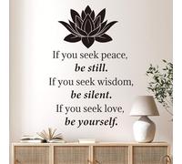 decalmile Lotus Buddha Wall Decal Quotes Be Yourself Inspirational Positive Black Wall Letter Stickers Living Room Gym Bedroom Wall Decor