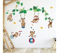 decalmile Monkey and Tree Wall Decals Jungle Animal Circus Kids Wall Stickers Baby Nursery Childrens Bedroom Wall Decor