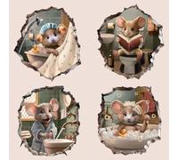 decalmile Mouse Hole 3D Wall Stickers Funny Animal Mouse Wall Decals Bathroom Shower Room Living Room Wall Decor