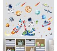 decalmile Outer Space Planets Wall Decals Rocket Astronaut Spacecraft Alien Wall Stickers Baby Nursery Kids Bedroom Living Room Wall Decor