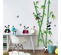 decalmile Panda Bear and Bamboo Wall Decals Kids Wall Stickers Baby Nursery Bedroom Living Room Wall Decor(Height:110cm)