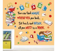 decalmile Reading Books Wall Decals Inspirational Quotes Polka Dots Wall Stickers Kids Room Classroom School Library Wall Decor