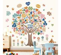 decalmile Reading Corner Boho Tree Wall Stickers Colorful Hearts Flowers Inspirational Quotes Wall Decals Kids Playroom School Library Classroom Home Decor