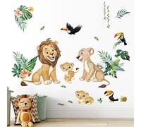 decalmile Safari Animal Lions Wall Decals Jungle Animals Lion Family Wall Stickers Baby Nursery Kids Room Living Room Wall Decor