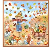 decalmile Thanksgiving Pumpkin Animals Window Clings Scarecrow Fox Squirrel Fall Leaves Double Sided Window Decals Anti-Collision Window Glass Doors Window Stickers