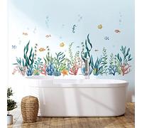decalmile Under The Sea Seaweed Wall Decals Tropical Fish Baseboard Skirting Line Wall Stickers Kids Bedroom Bathroom Wall Decor