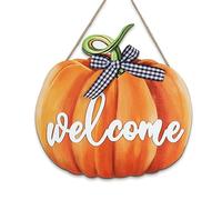 decalmile Welcome Fall Wooden Wall Art Thanksgiving Pumpkin Wood Wall Hangings Autunm Harvest Wall Plaque Front Door Porch Decoration