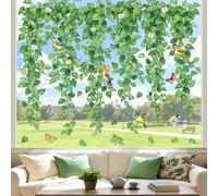decalmile Window Clings Green Vine Leaves Plants Reusable Windows Decals | Anti-Collision, Static Cling Glass Decal, Double-Sided Printing, Both Sides Clearly Visible, Waterproof, Removable
