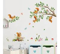 decalmile Woodland Animals Trees Branches Squirrels Wall Decals Stickers
