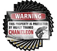Decals Backyard Bar Decor Peel and Stick - Warning This Property is Protected By A Highly Trained Chameleon Water Great Waterproof Vinyl for Adult(12X18CM)