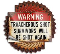 Decals Entryway Decor Peel and Stick - Warning: Traacherous Shot Survivors Will Be Shot Again. Cover Smiley Face Waterproof Vinyl for Free(6X9CM)