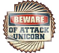Decals for Cars Beware of Attack Unicorn Funny Sticker 10 Pcs Halloween Car Stickers Funny Bumper Stickers for C(6X9CM)
