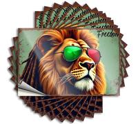 Decals for Cars Freedom: The Cool Lion with Dreads and Sunglasses Stickers 10Pcs Bumper Sticker Funny Garage Signs for Men(12X18CM)
