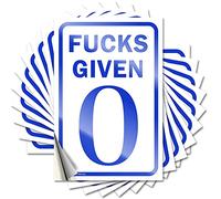 Decals for Cars Fucks Given 0 Funny Sticker 10 Pcs Tool Box Stickers Decor Signs(6X9CM)