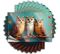Decals Hard Scratch Resistant Decals, Tiny Matte Print for Phone Case Math | Emo Uv Proof Pack Three Colorful Owls Perched On A Branch(6X9CM)