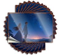 Decals Large Vinyl Sticker | Romantic Night Under The Stars: A Couple's Journey Through Time Good for Inside Use(8X12CM)