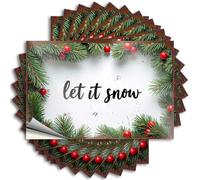 Decals Retro Funky Room Decor Waterproof - Christmas Decor: Let It Snow with Pine Branches and Berries Window Self Adhesive Decal for Travel Use(8X12CM)