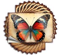 Decals Small Men Decor Bumper Vibrant Butterfly with Multicolored Wings On Rustic Background - No Residue Decals for Indoor(8X12CM)