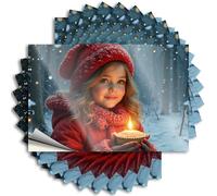 Decals Window Scratch Resistant Decals, Funky Matte Print for Phone Case Outside | Tiki Bar Accessories Uv Proof Pack A Child in A Snowy Forest Holds A Lit Candle(8X12CM)
