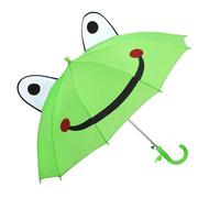 decalsweet Children's Umbrella with 3D, Windproof, Robustness Rain Umbrella with Whistle, Easy Foldable Children's Umbrella for Boys and Girls, Green Frog