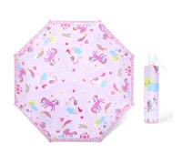 Decalsweet Compact Travel Folding Umbrella-Strong Windproof Automatic Umbrella-Anti-UV Folding Umbrella for Boys Kids,Unicorn Pink