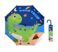 Decalsweet Dinosaur Kids Bubble Umbrella,Folding Dome Umbrella with Safety Opening,Lightweight Stick Umbrella for Children Boys