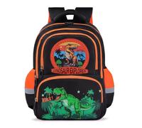 Decalsweet Kids Backpack with Reflective Strip,Large Boys School Bag for Primary School Elementary School,Lightweight Book Bag for Sports and Travel,Dinosaur Explorer