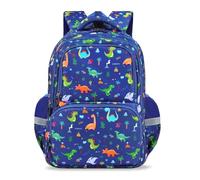 Decalsweet Kids Backpack with Reflective Strip,Large Boys School Bag for Primary School Elementary School,Lightweight Book Bag for Sports and Travel,Blue Dinos