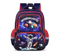 Decalsweet Kids Backpack with Reflective Strip,Large Boys School Bag for Primary School Elementary School,Lightweight Book Bag for Sports and Travel,Galactic Astronaut