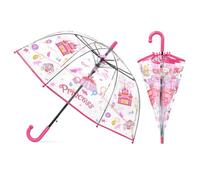 Decalsweet Kids Clear Bubble Umbrella Heart Dome, Opening Stick Umbrella