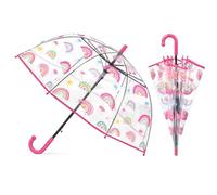 Decalsweet Kids Clear Bubble Umbrella Heart Dome, Opening Stick Umbrella