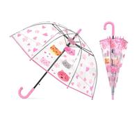 Decalsweet Kids Clear Bubble Umbrella Heart Dome, Opening Stick Umbrella