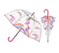 Decalsweet Kids Clear Bubble Umbrella Rainbow Dome, Opening Stick Umbrella
